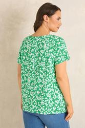 EVANS Plus Size Green Floral Pleat Front Top | Evans  2