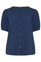 YOURS Curve Navy Blue Textured Blouse