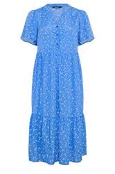 YOURS Curve Blue Ditsy Floral Placket Dress