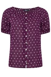 M&Co Petite Women's Purple Dobby Button Blouse | M&Co 5