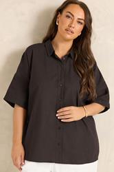 EVANS Plus Size Brown Cotton Boxy Collard Shirt | Evans  3