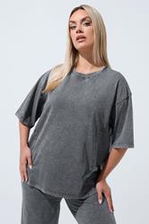 LIMITED COLLECTION Plus Size Grey Acid Wash Seam Detail Top | Yours Clothing 3