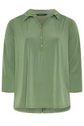 EVANS Curve Khaki Green Long Sleeve Blouse