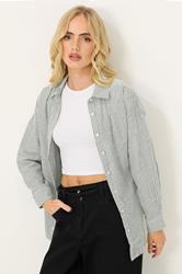PixieGirl Petite Women's Grey Stripe Long Sleeve Shirt | PixieGirl 3