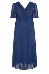 YOURS LONDON Curve Blue Pleated Wrap Maxi Dress
