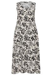 M&Co White Leaf Print Linen Midi Dress