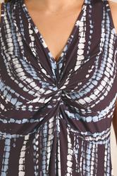 EVANS Plus Size Brown Abstract Print Knot Front Maxi Dress | Evans 4