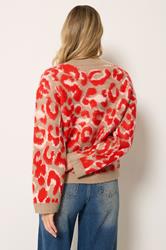 LTS Tall Women's Red Leopard Print Knitted Jumper | Long Tall Sally 2