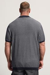 BadRhino Big & Tall Navy Blue Knitted Stripe Shirt | BadRhino 4