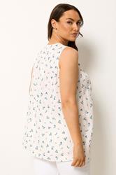 YOURS Plus Size White Ditsy Floral Vest Top | Yours Clothing 2