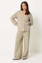 PixieGirl Petite Women's Set Sage Green Ribbed Top & Wide Leg Trousers | PixieGirl 3