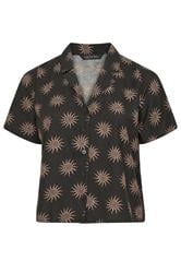 LIMITED COLLECTION Curve Dark Brown Sun Print Linen Boxy Shirt | Yours Clothing 6