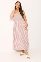 YOURS Plus Size Pink Gingham Shirred Sundress | Yours Clothing 1