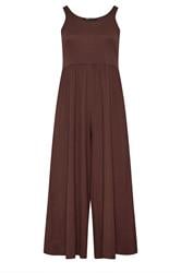 YOURS chocoladebruine jumpsuit met een textuur