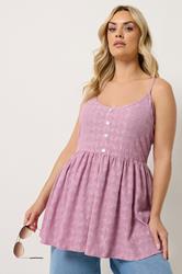 YOURS Plus Size Pink Broderie Anglaise Peplum Top | Yours Clothing 3