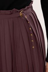 STAR Chocolate Brown Pleated Belt Buckle Maxi Skirt | StarByJM 4