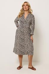 YOURS Plus Size Natural Brown Leopard Print Midi Dress | Yours Clothing 2