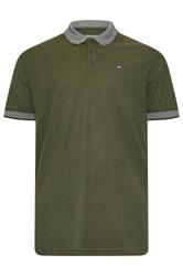 BadRhino Big & Tall Khaki Green Two Tone Waffle Polo Shirt