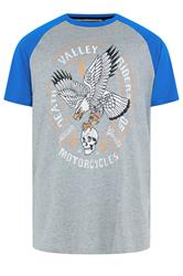 KAM Big & Tall Grey Raglan Graphic Print T-Shirt