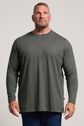 BadRhino Big & Tall Charcoal Grey Extra Long Long Sleeve T-Shirt | BadRhino 3