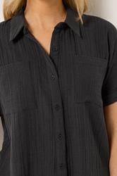 LTS Tall Women's Black Cheesecloth Grown-On Sleeve Cotton Shirt | Long Tall Sally 5