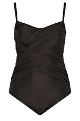 YOURS Curve Chocolate Brown Crossover Super Sculpt Swimsuit