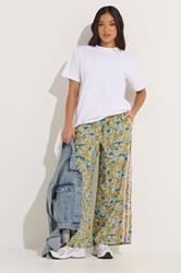PixieGirl Petite Women's Pink Ditsy Floral Side Stripe Wide Leg Trousers | PixieGirl 3