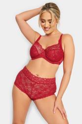 YOURS Plus Size Red Stretch Lace Non-Padded Underwired Balcony Bra