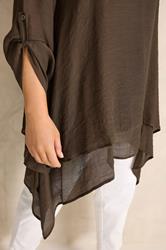 EVANS Plus Size Chocolate Brown Double Layer Blouse | Evans 4