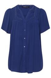 YOURS Curve Navy Blue Button Through Blouse