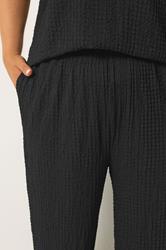 YOURS Plus Size Black Bubble Textured Trousers | Yours Clothing 4