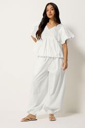PixieGirl Petite Women's White Cotton Puff Sleeve Top | PixieGirl 1