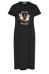 YOURS Plus Size Black 'Otterly Adorable' Midaxi Nightdress | Yours Clothing 5