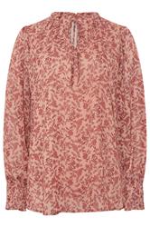 M&Co blusa rosa con lazo floral en el cuello 