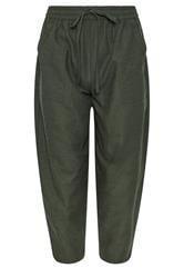 PixieGirl Petite Olive Green Linen Barrel Trousers