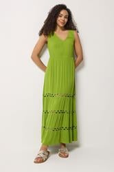 M&Co Green Sleeveless Tiered Maxi Dress | M&Co 3