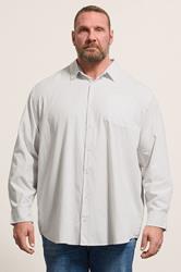 JACK & JONES Big & Tall White & Green Striped Poplin Shirt | BadRhino 3
