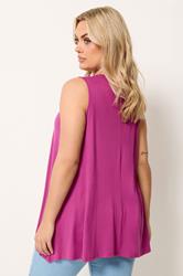 YOURS Plus Size Purple Pleat Front Vest Top | Yours Clothing 2