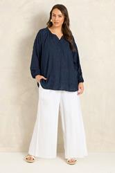 EVANS Plus Size Navy Blue Floral Embroidered Blouse | Evans 2