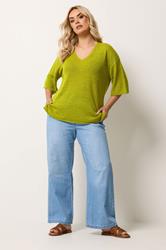 YOURS Plus Size Green Knitted T-Shirt | Yours Clothing 2