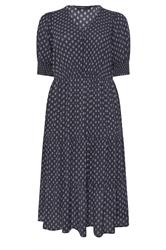 EVANS Plus Size Navy Blue Dobby Tiered Maxi Dress | Evans 7