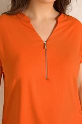 EVANS Plus Size Orange Zip Front Blouse | Evans 4