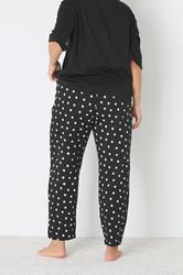YOURS Plus Size Black Polka Dot Wide Leg Pyjama Bottoms | Yours Clothing 2