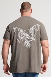 BadRhino Big & Tall Brown Extra Long Acid Wash Falcon Graphic T-Shirt | BadRhino 2