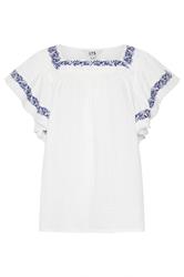 LTS Tall Women's White Embroidered Cotton Square Neck Top | Long Tall Sally 5