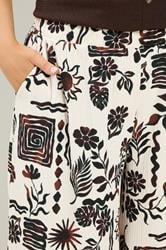 YOURS Plus Size Natural Brown Sun Print Culottes | Yours Clothing 4
