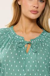 M&Co Green Dobby Tie Neck Blouse | M&Co 4