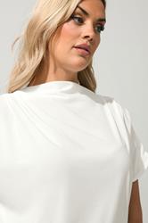 YOURS LONDON Plus Size White Pleated Shoulder Top | Yours Clothing 4