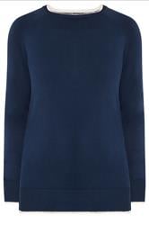 LTS Tall Women's Navy Blue Layered Knitted Jumper | Long Tall Sally 5