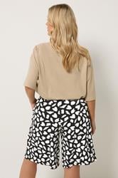YOURS Plus Size Black Heart Print Shorts | Yours Clothing 2